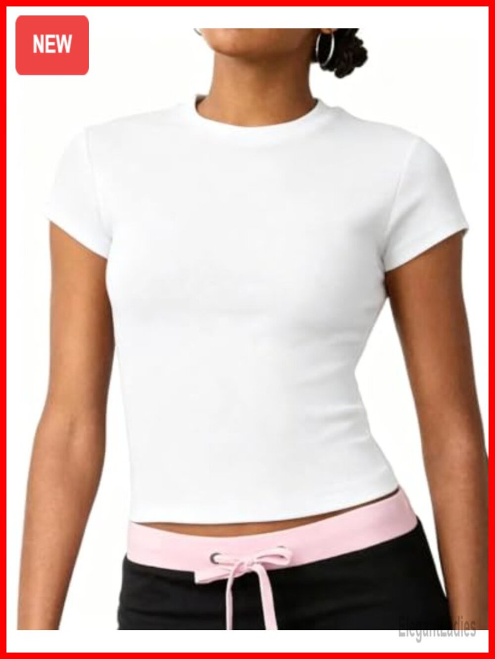 Womens Cotton Basic Crew Neck Crop Top Short Sleeve Y2K Cute Baby Tee